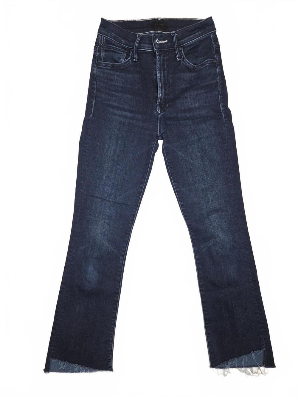 MOTHER The Insider Crop Step Fray Night Tripper Dark Wash Jeans Size 23